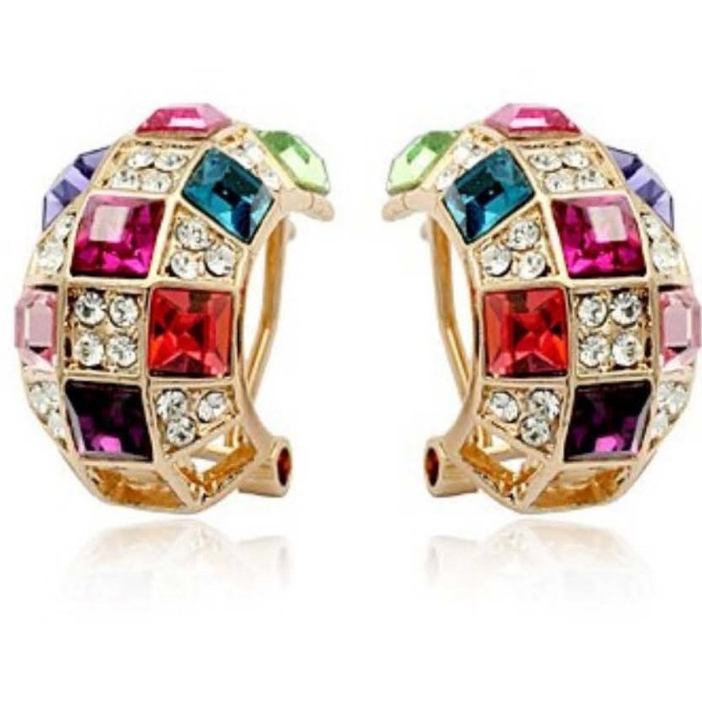 Swarovski Crystal & Rose Gold Geometric Earrings